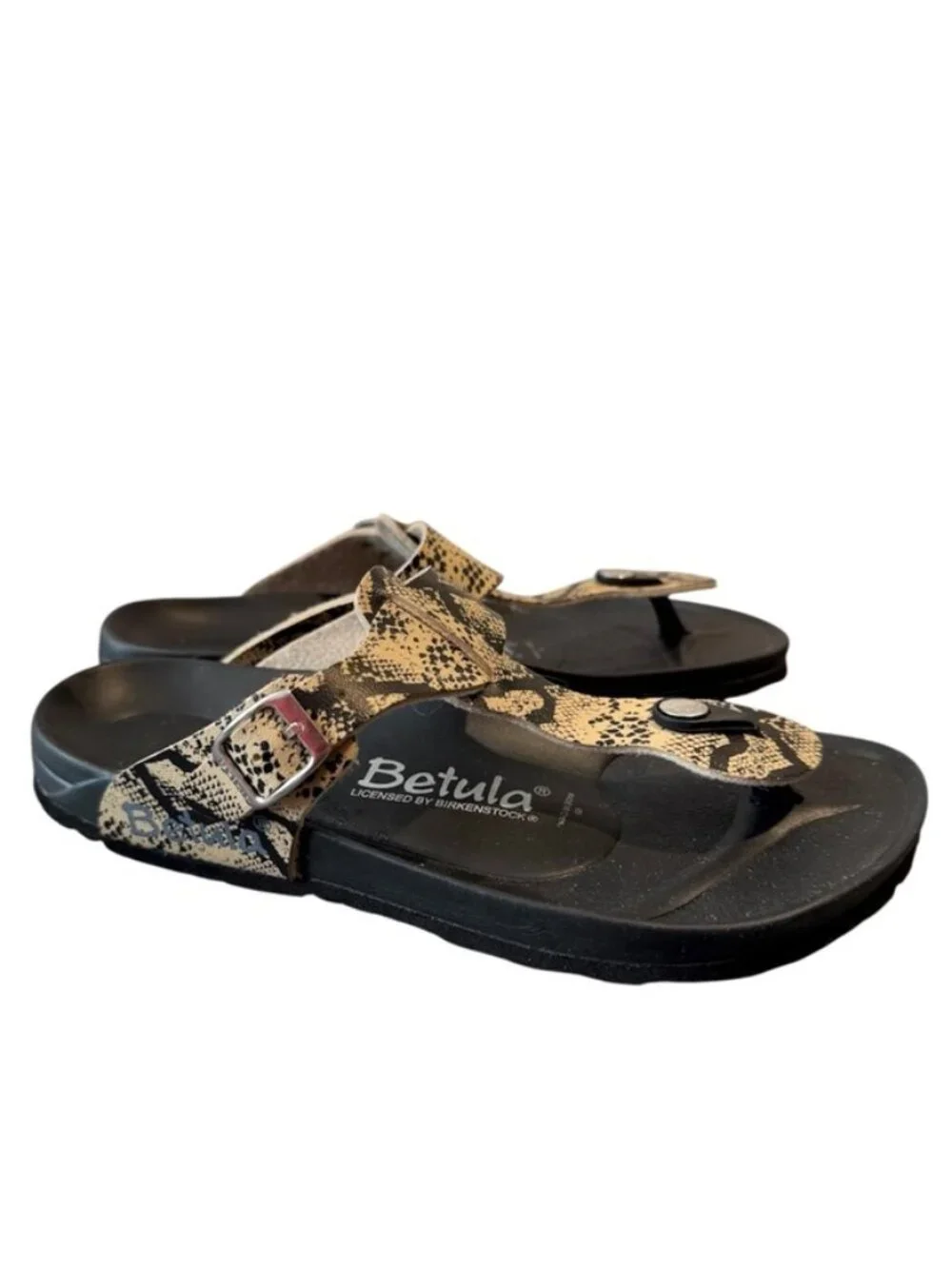 Betula by Birkenstock Snakeskin Thong Sandals Women's 7–7.5 EU 38 Comfort EUC